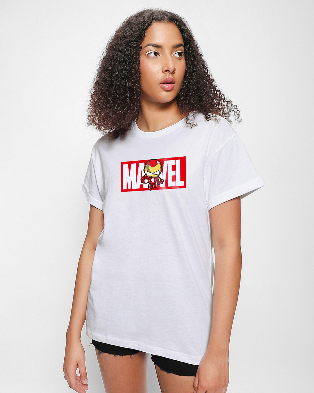 Shop Women's White Marvelous Ironman Graphic Printed Boyfriend T-shirt-Back