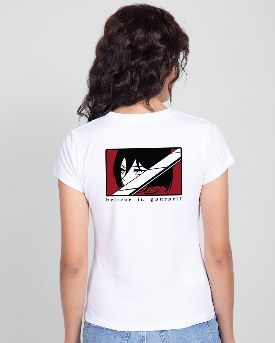 Shop Women's White Mikasa Slim Fit T-shirt-Back