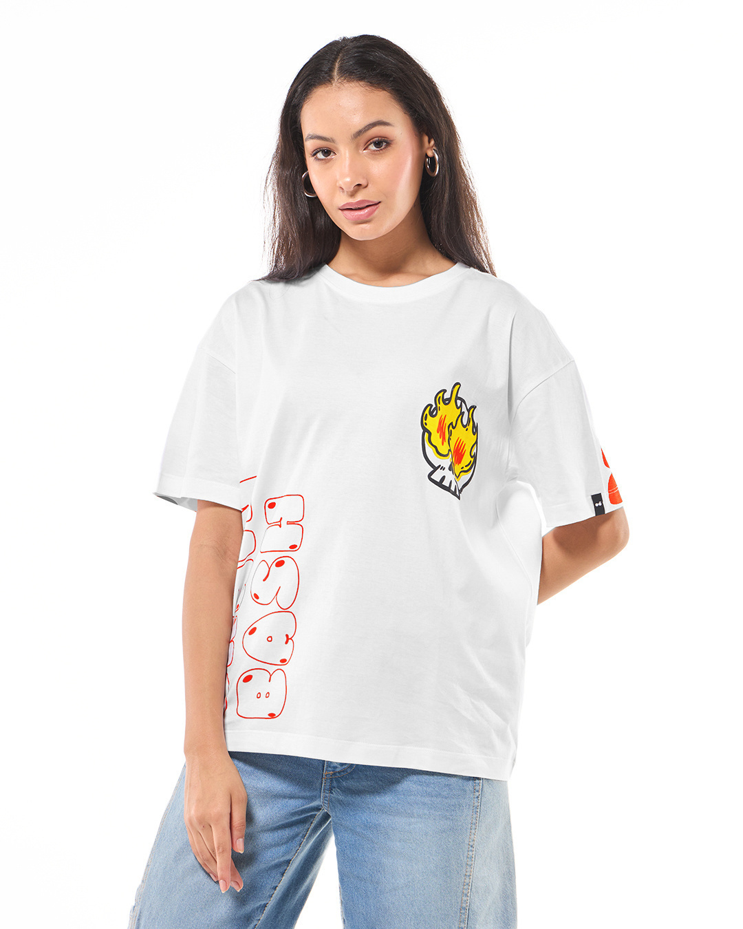 Shop Women's White Mind F*ck Graphic Printed Oversized T-shirt-Back