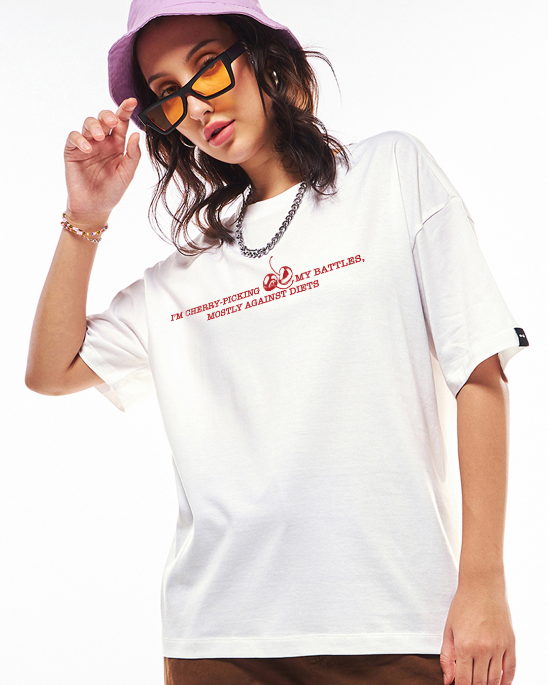 Shop Women's White Moncherie Graphic Printed Oversized T-shirt-Back