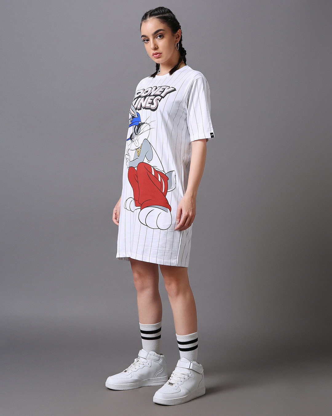 Shop Women's White Moschino Bunny Graphic Printed Oversized T-shirt Dress-Back
