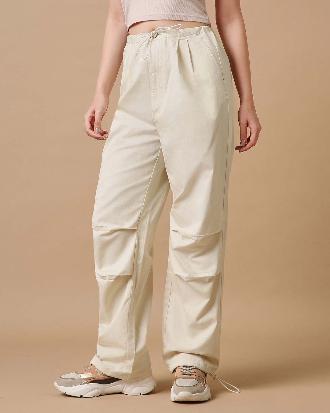 Shop Women's Off White Oversized Parachute Pants-Back