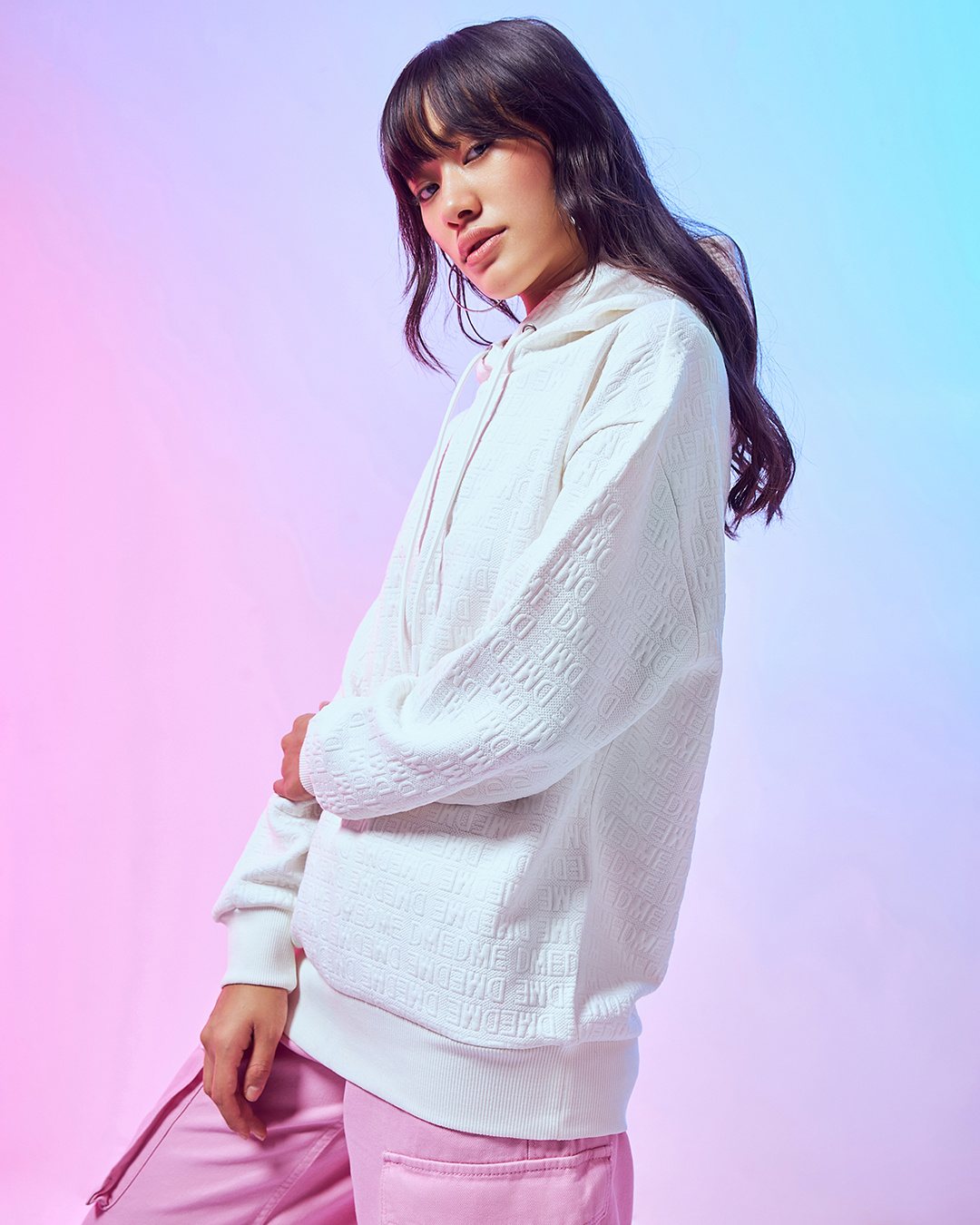 Shop Women's White Oversized Hoodies-Back