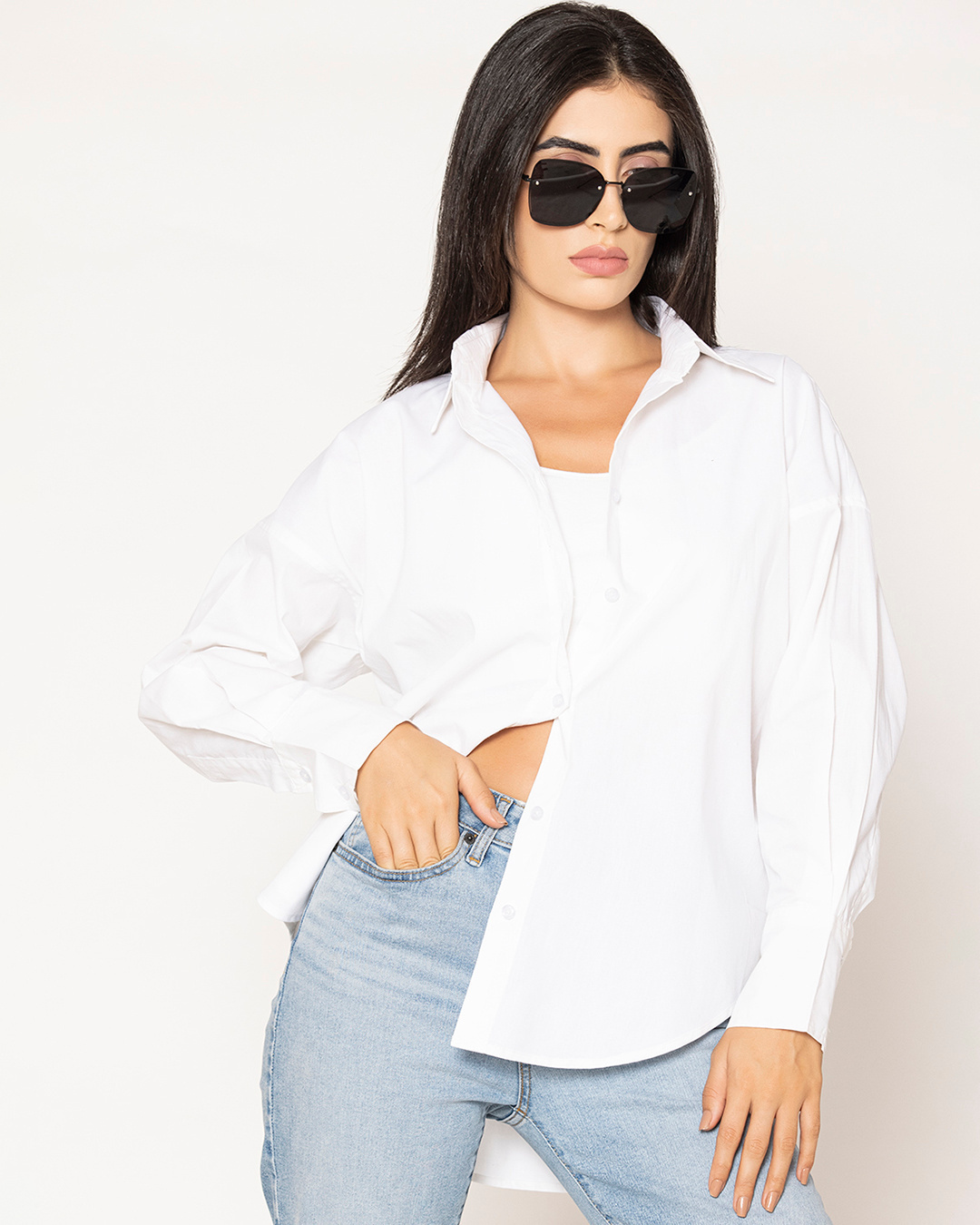 Buy Women's White Oversized Shirt Online at Bewakoof