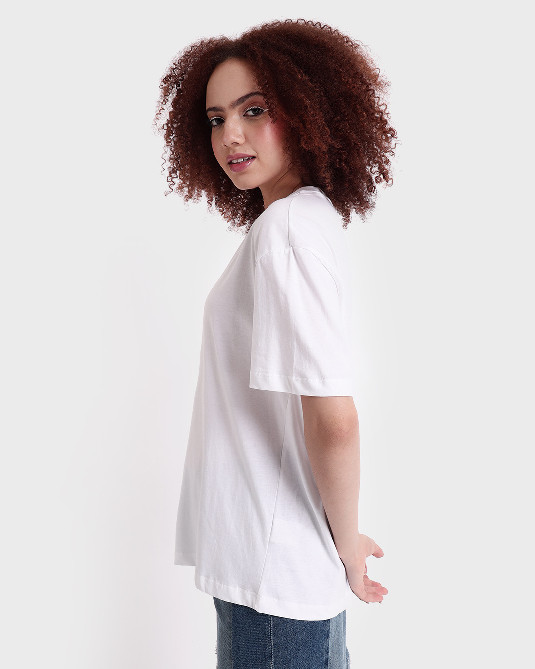 Shop Women's White Oversized T-shirt-Back