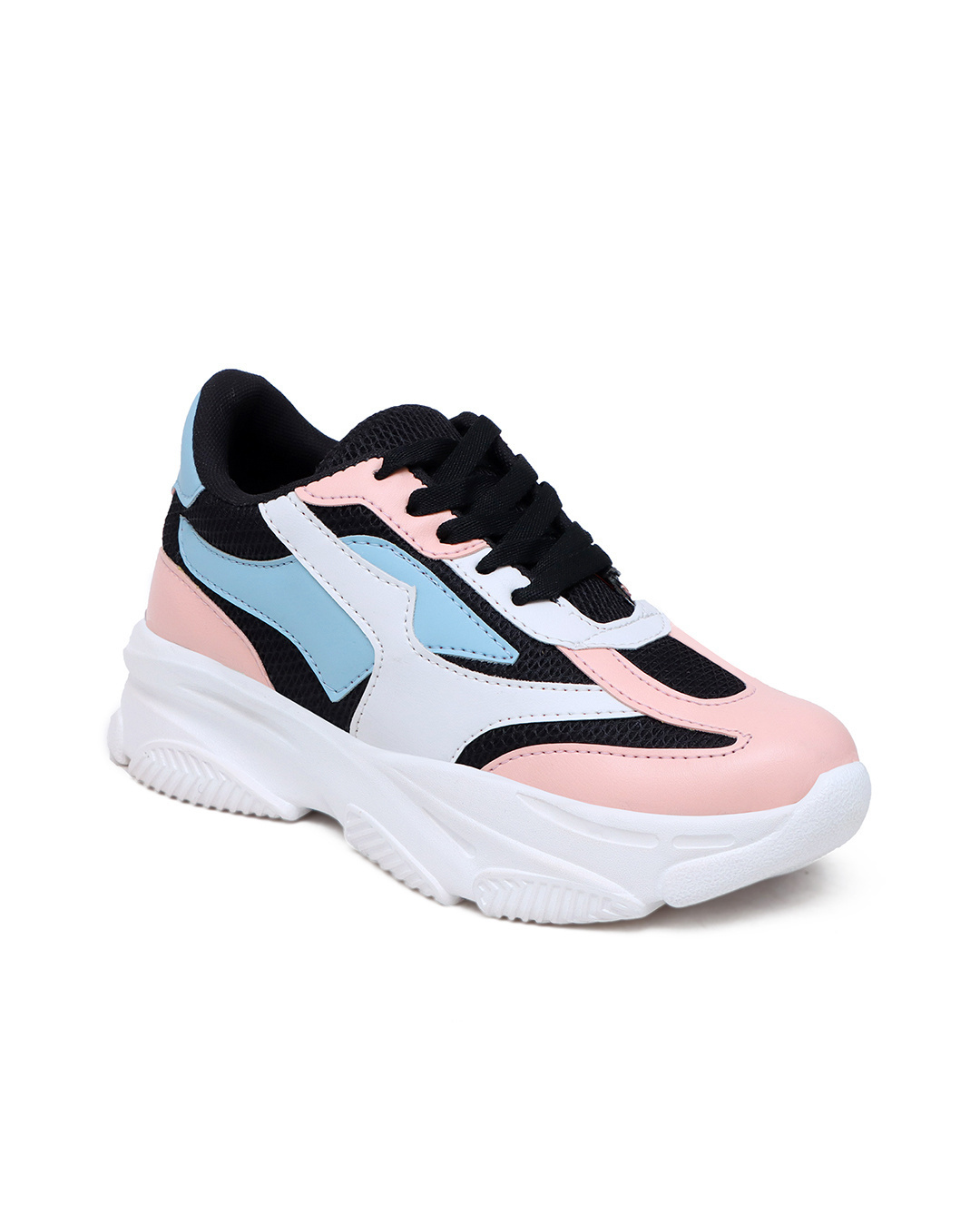 Shop Women's White & Pink Color Block Sneakers-Back