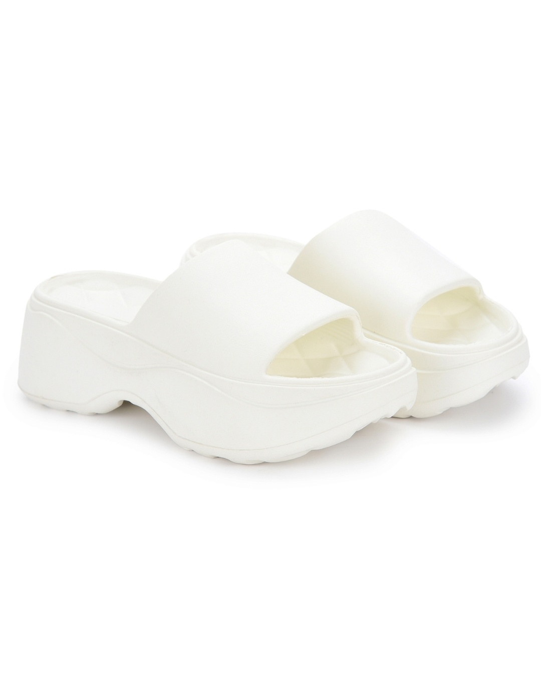 Shop Women's White Platform Sliders-Back