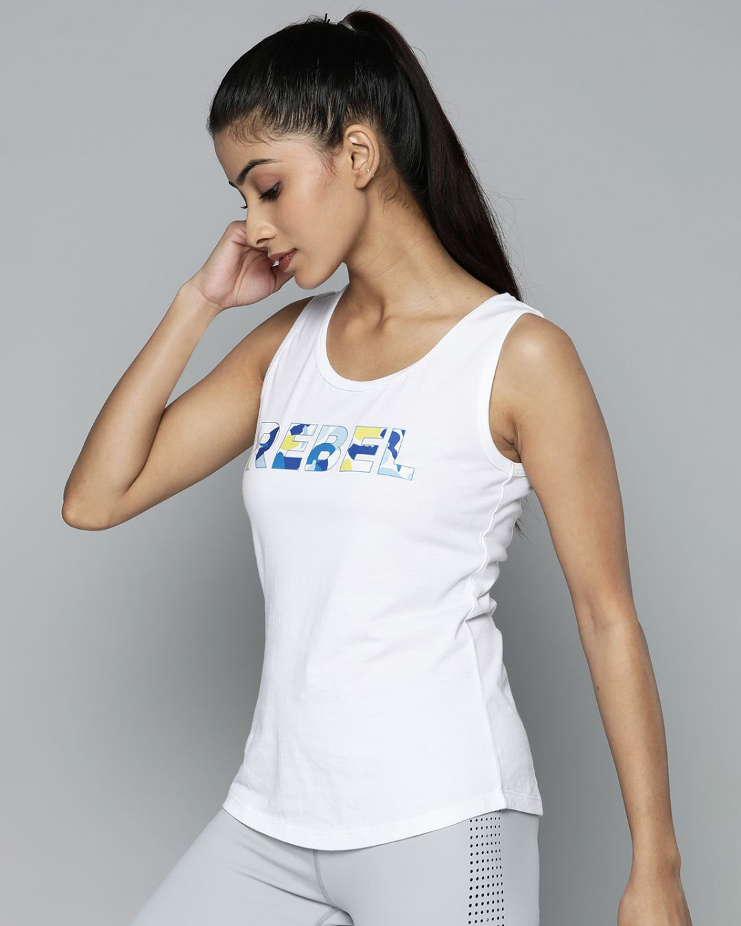 Shop Women's White Rebel Typography Slim Fit T-shirt-Back