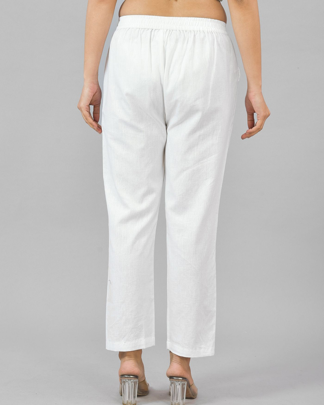 Shop Women's White Relaxed Fit Casual Pants-Back