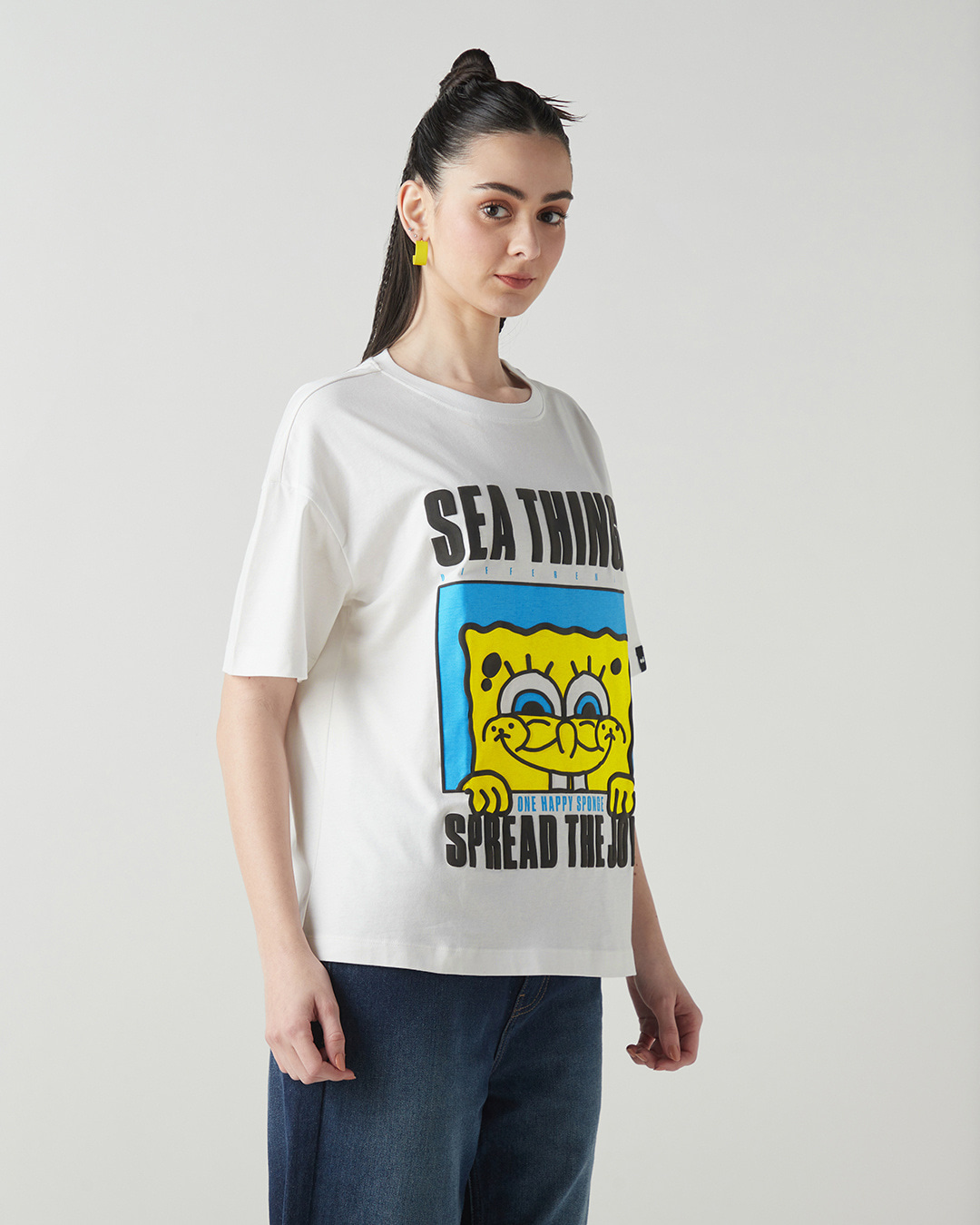 Shop Women's White Sea things Graphic Printed Oversized T-shirt-Back