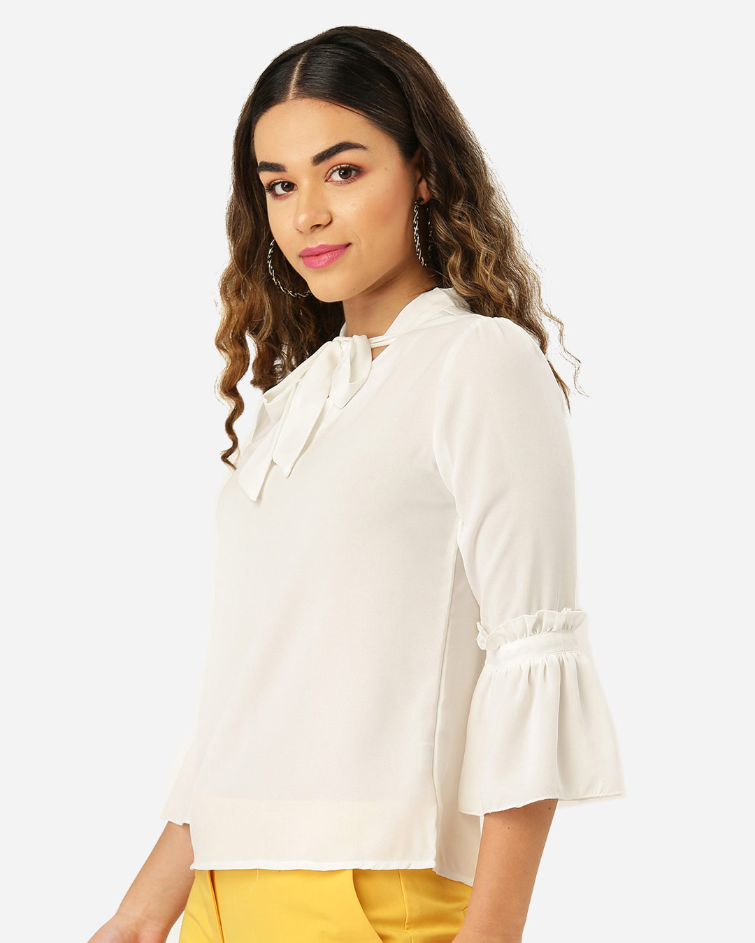 Shop Women's White Semi Sheer Solid Top-Back