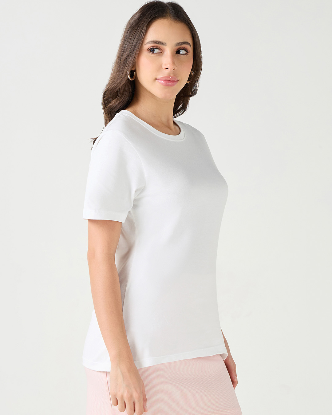 Shop Women's White Slim Fit T-shirt-Back