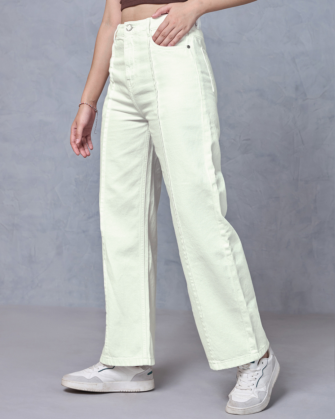 Shop Women's White Straight Fit Jeans-Back