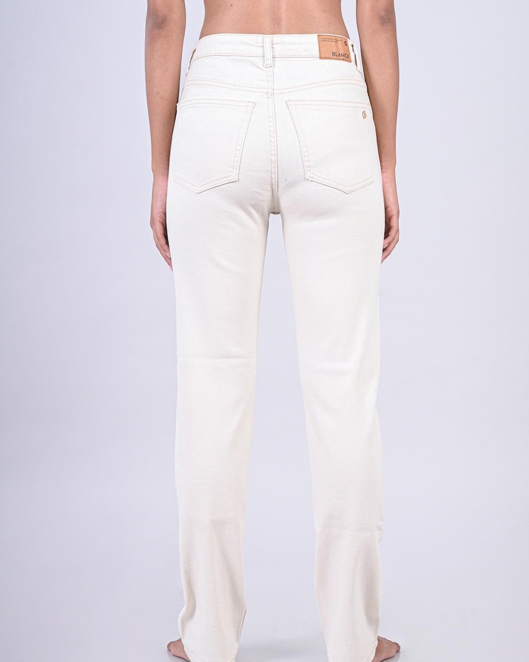 Shop Women's White Straight Fit Jeans-Back