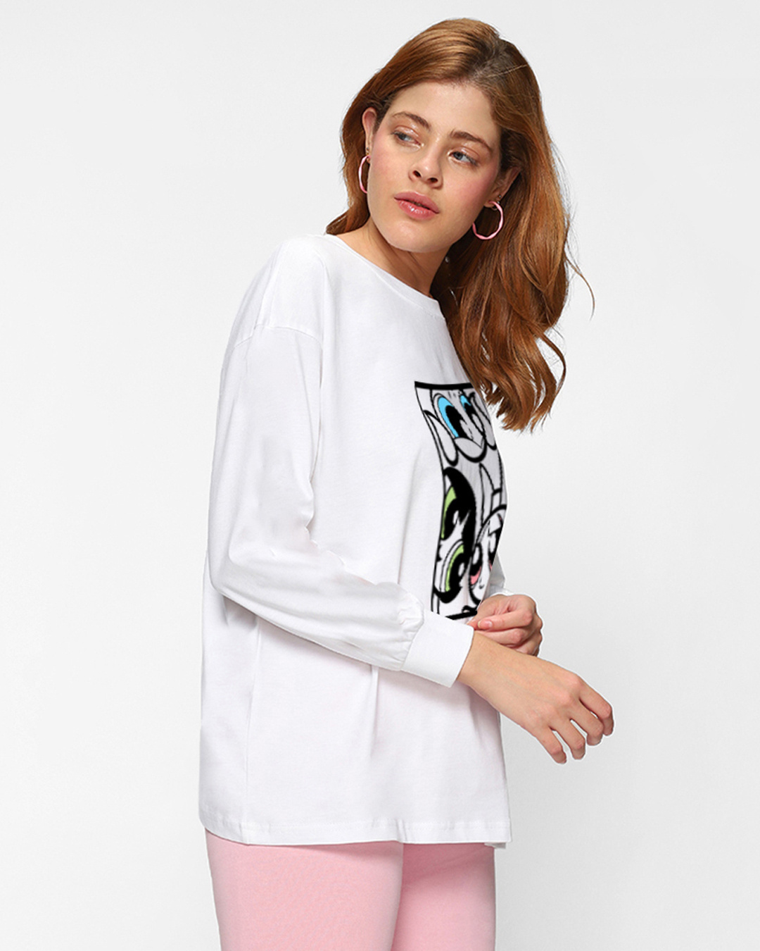 Shop Women's White Sugar Spice Everything Nice Graphic Printed Oversized T-shirt-Back