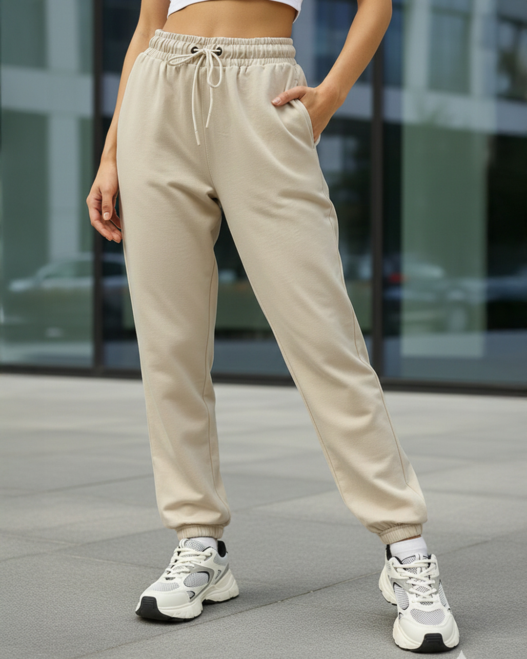 Women's White Swan Oversized Joggers