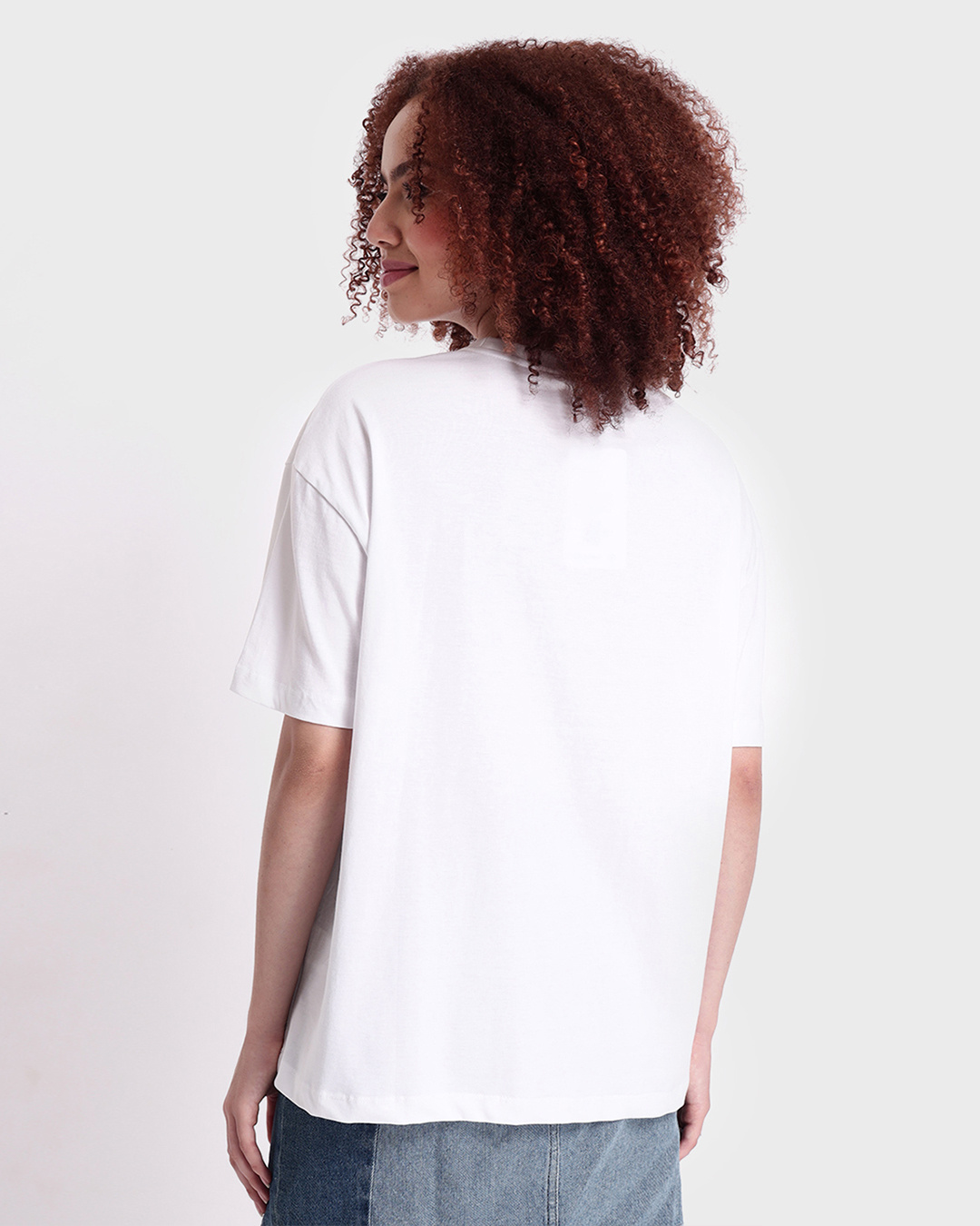 Shop Women's White This Way Graphic Printed Oversized T-shirt-Back