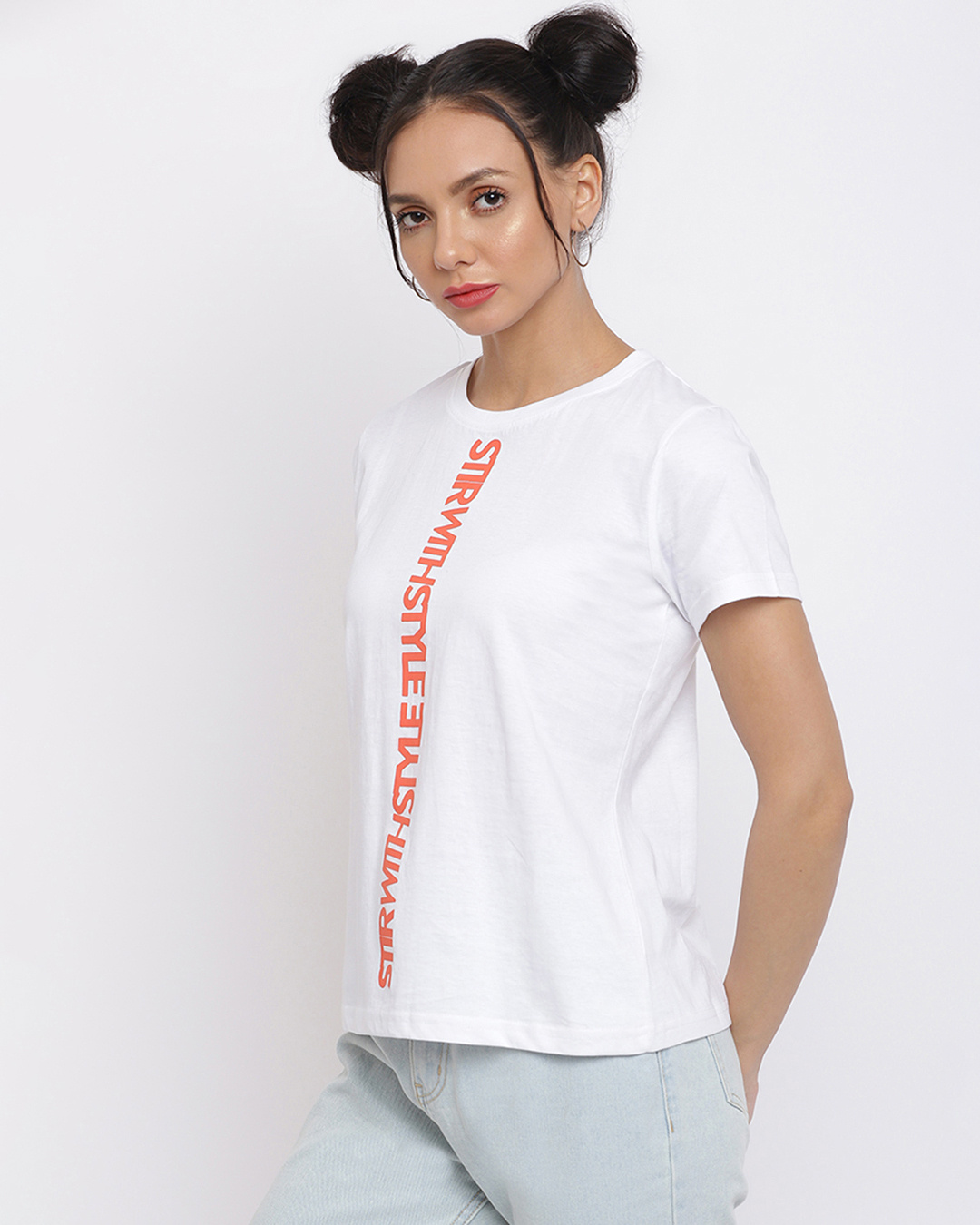 Shop Women's White Typography T-shirt-Back