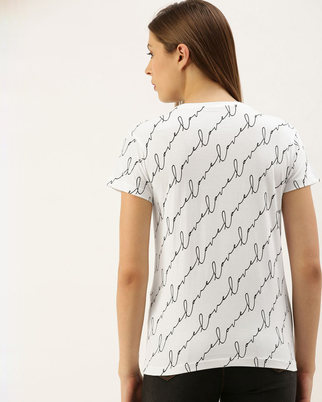 Shop Women's White Typography T-shirt-Back
