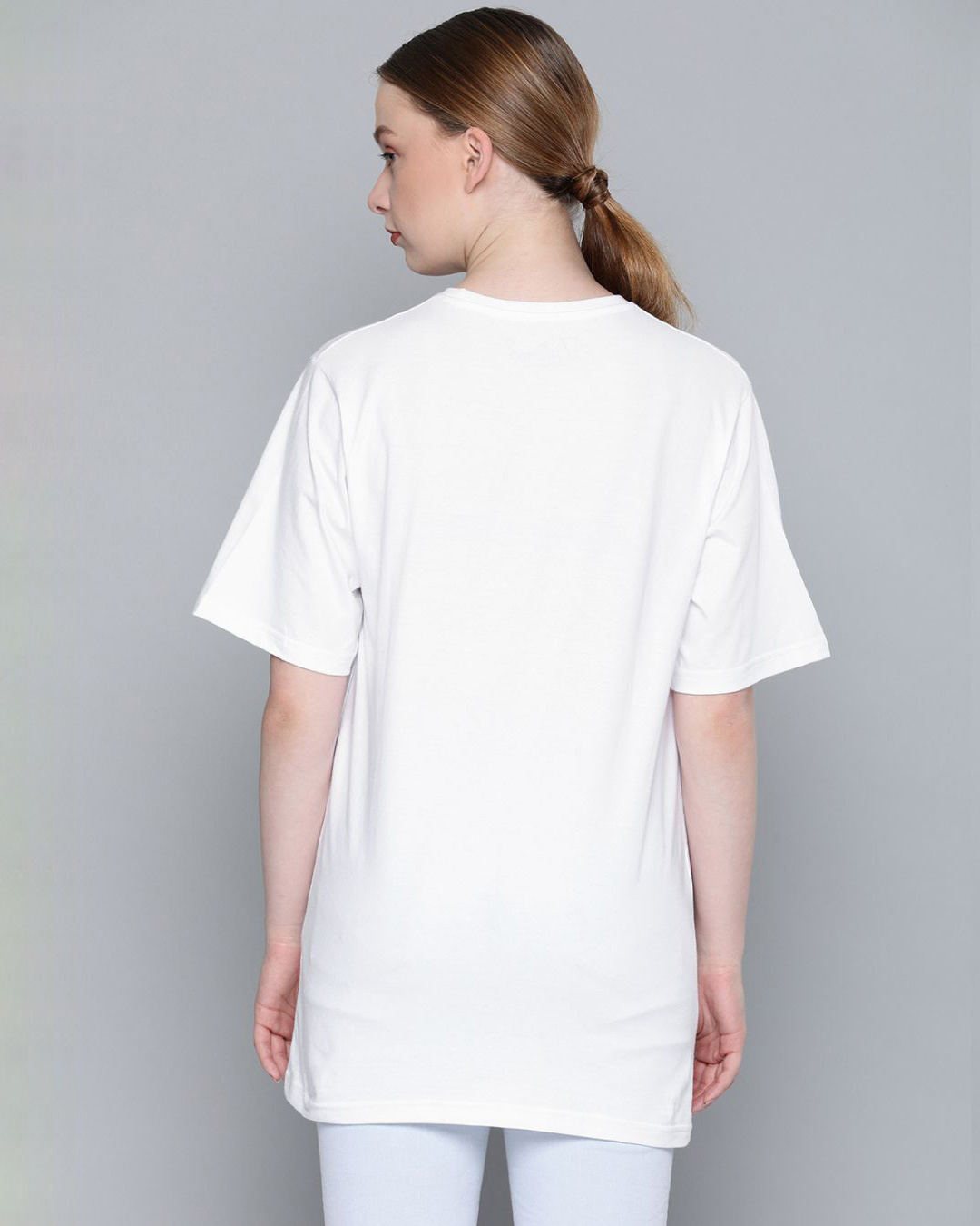 Shop Women's White Typography T-shirt-Back