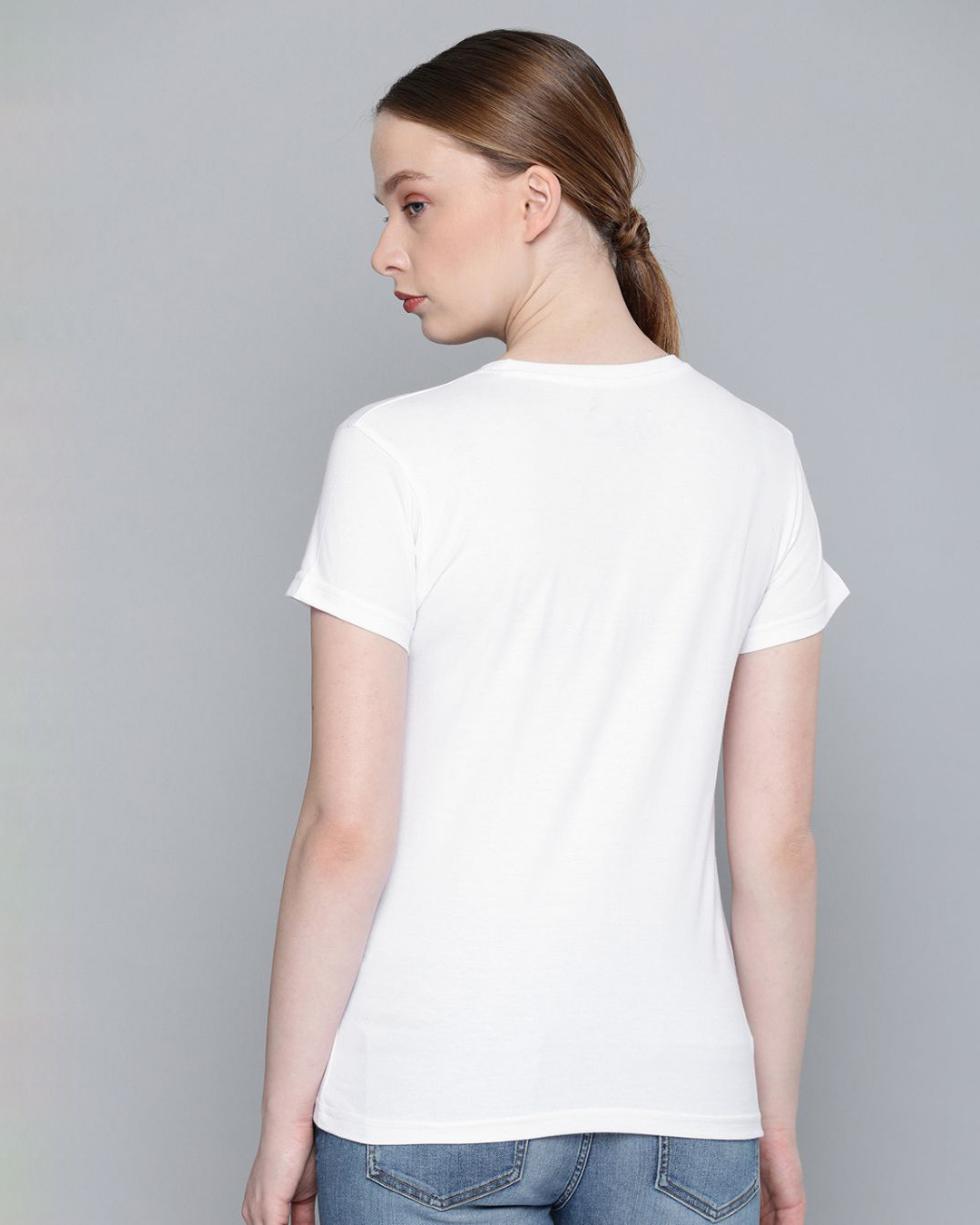 Shop Women's White Typography T-shirt-Back
