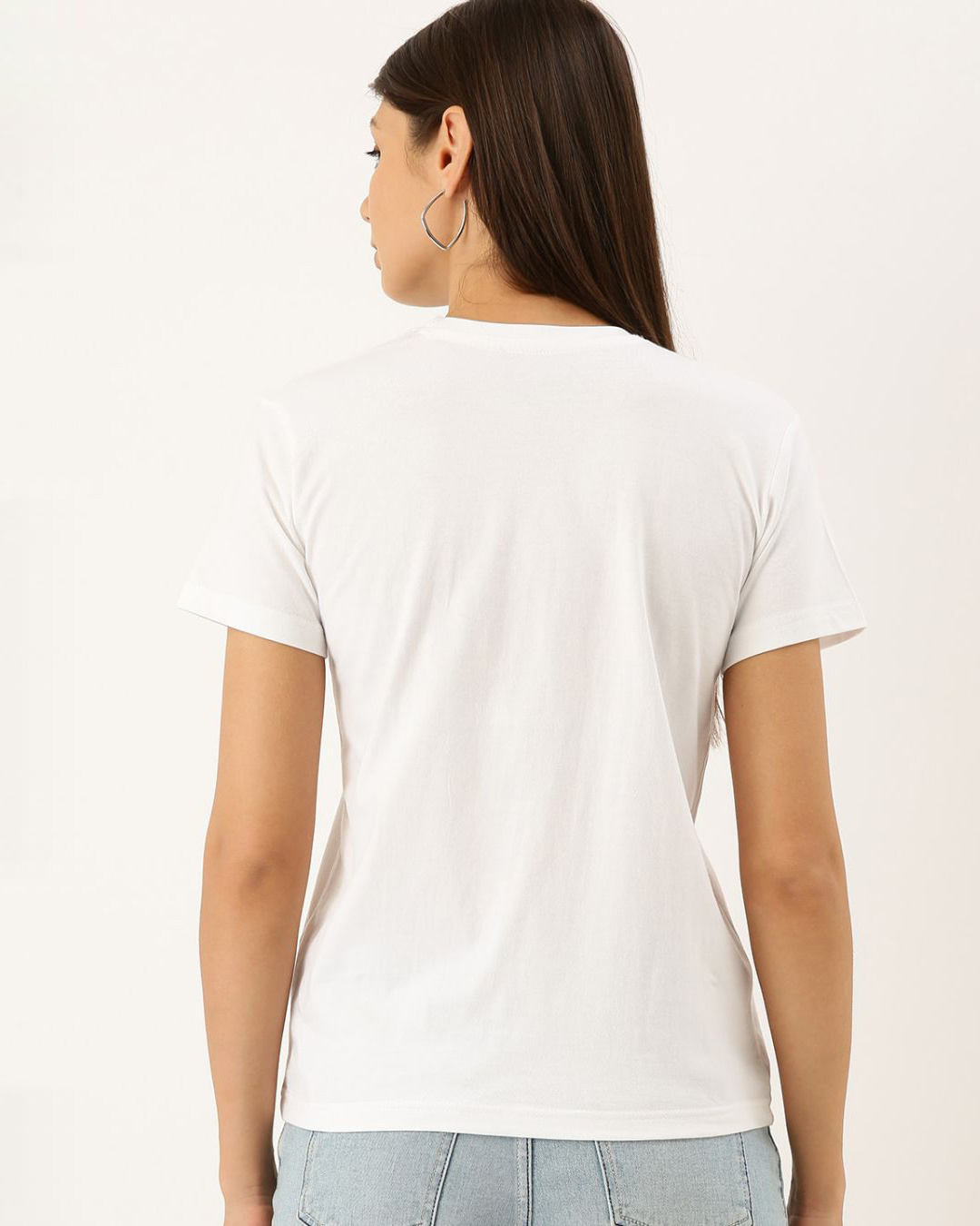 Shop Women's White Typography T-shirt-Back