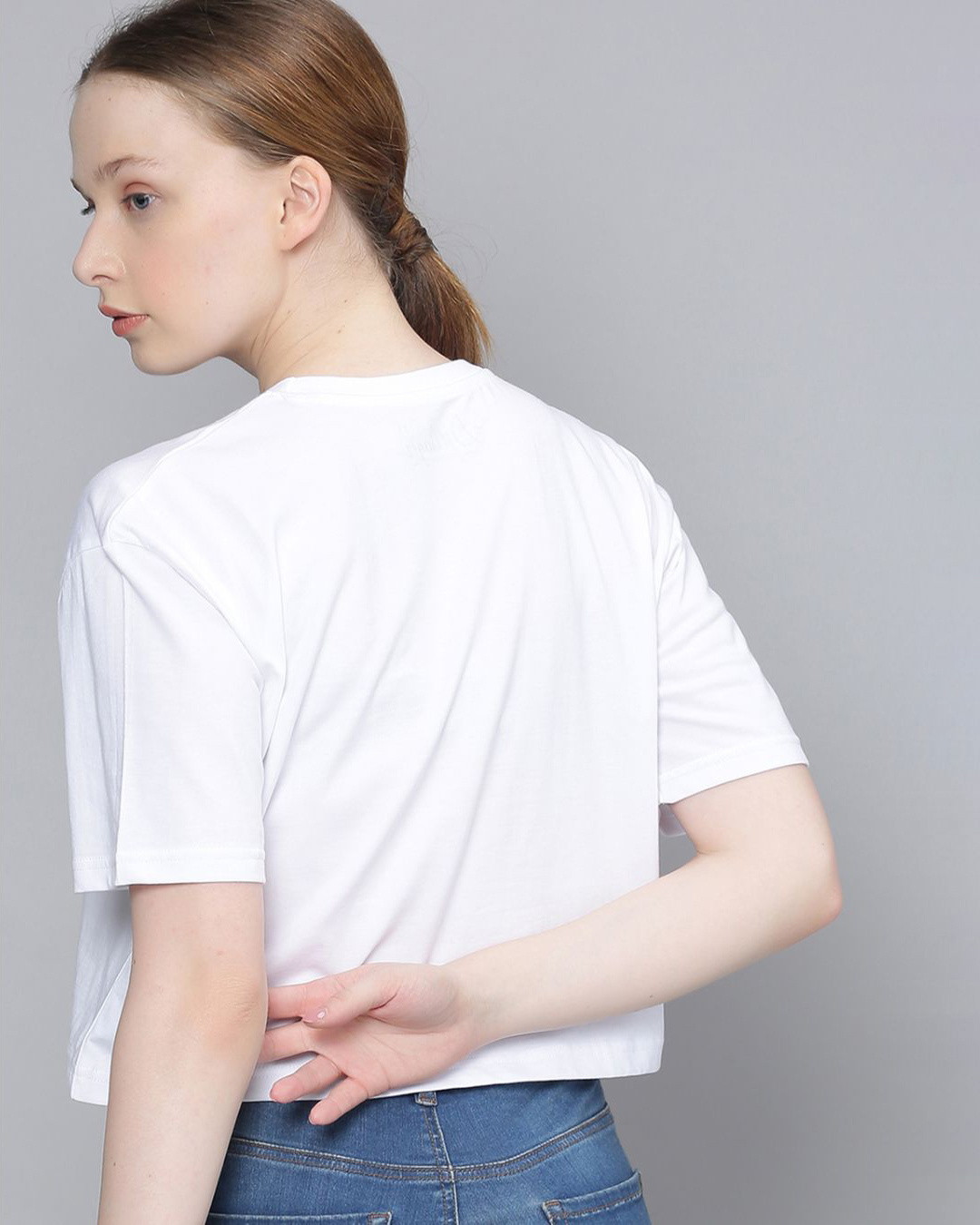 Shop Women's White Typography T-Shirt-Back