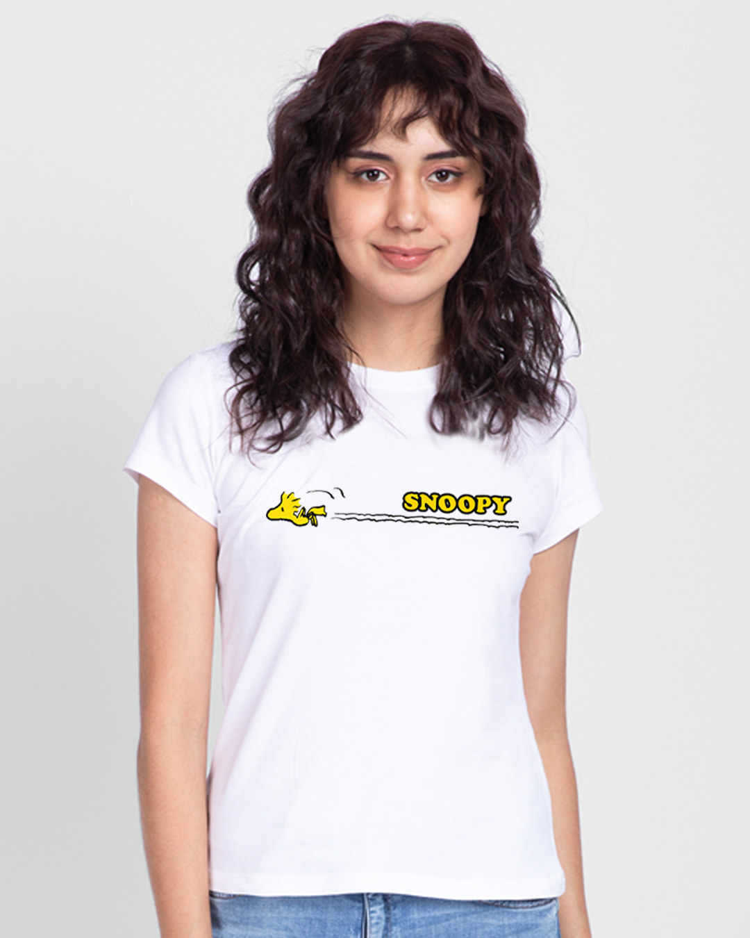 Shop Women's White Typography Slim Fit T-shirt-Back