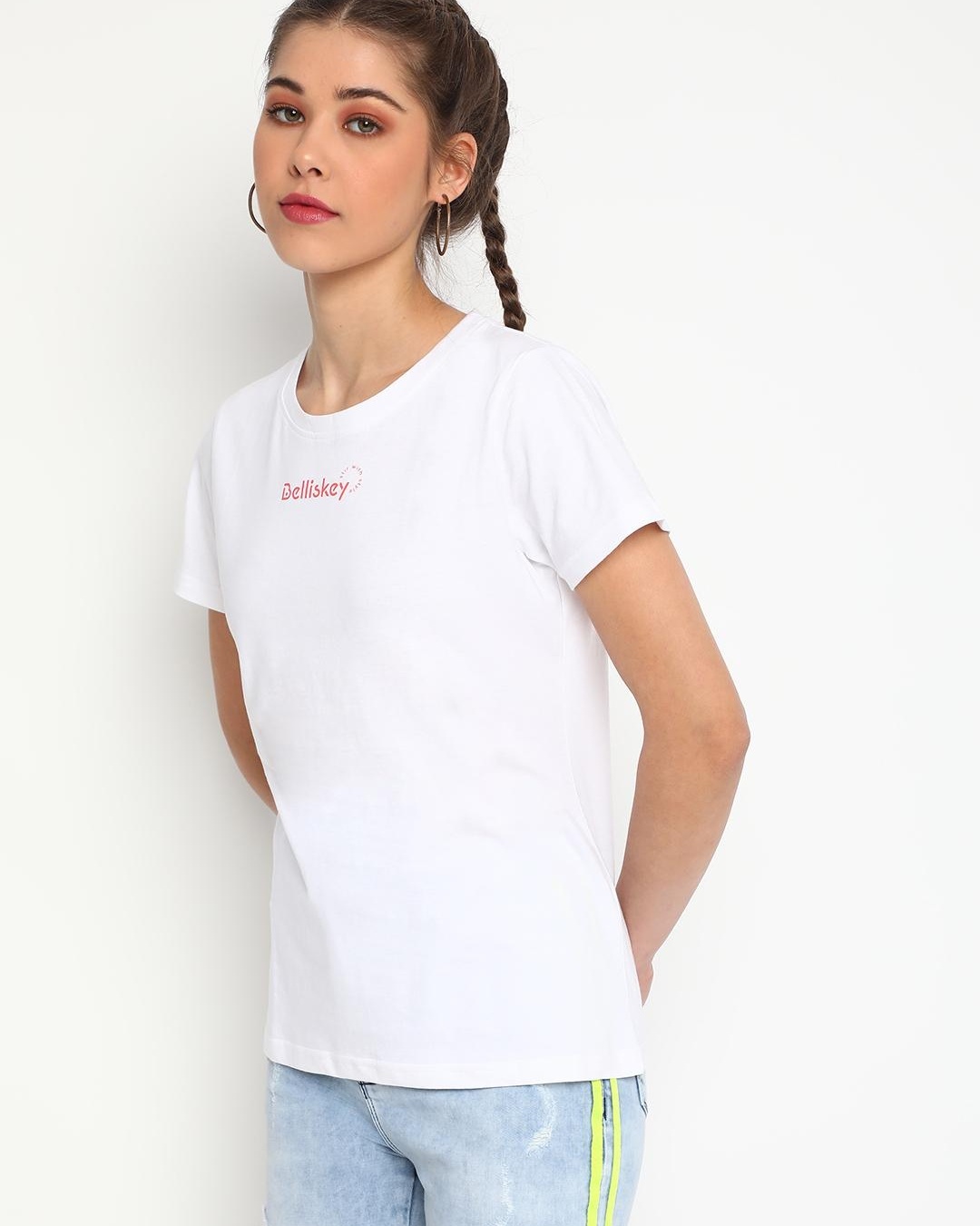 Shop Women's White Typography T-shirt-Back