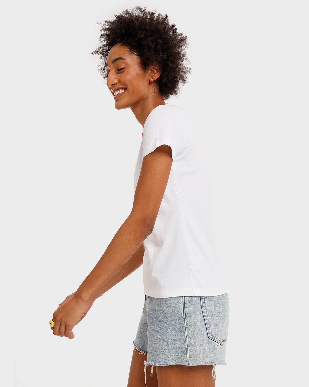 Shop Women's White Varsity Half Sleeve Round Neck T-Shirt-Back