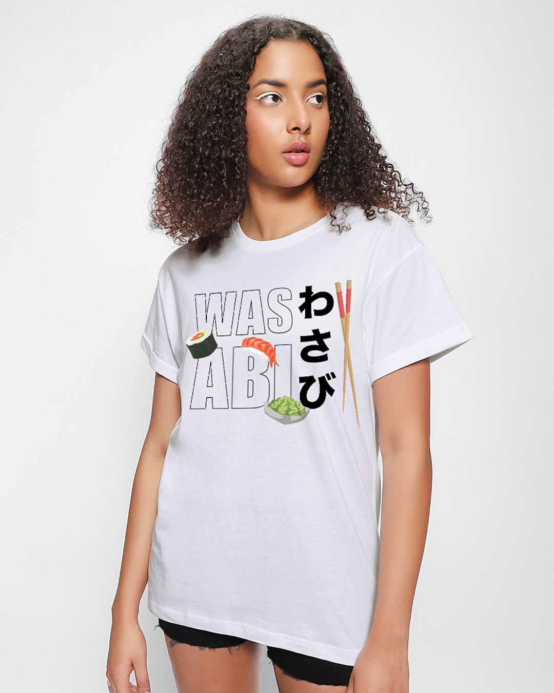 Shop Women's White Wasabi Graphic Printed Boyfriend T-shirt-Back