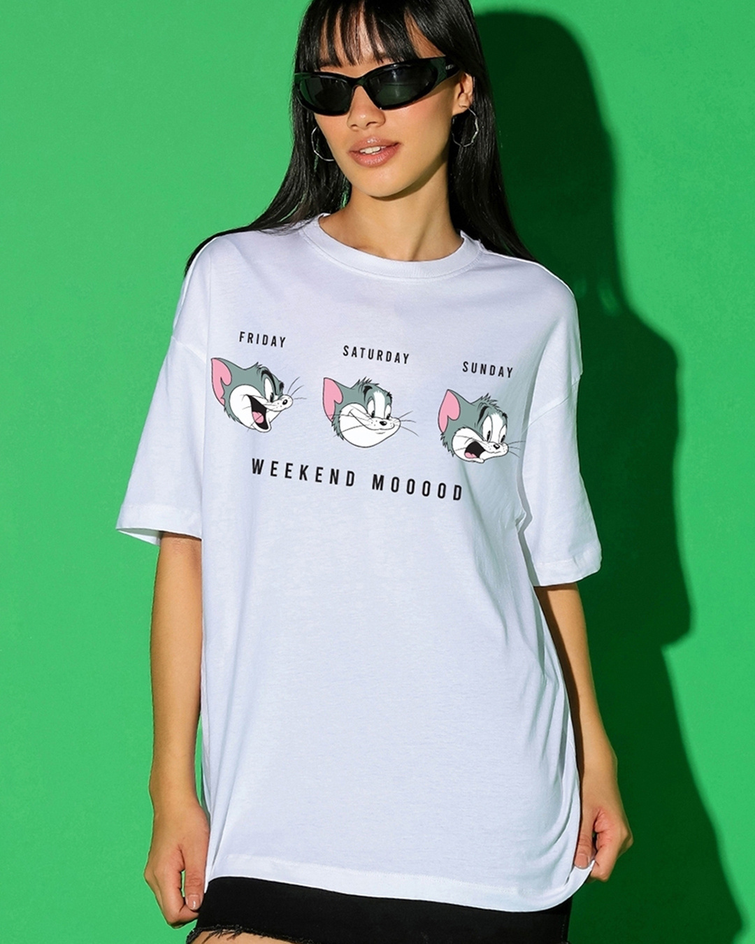 PANDASTIC MOOD GRAPHIC PRINTED OVERSIZED T-SHIRT main image 0