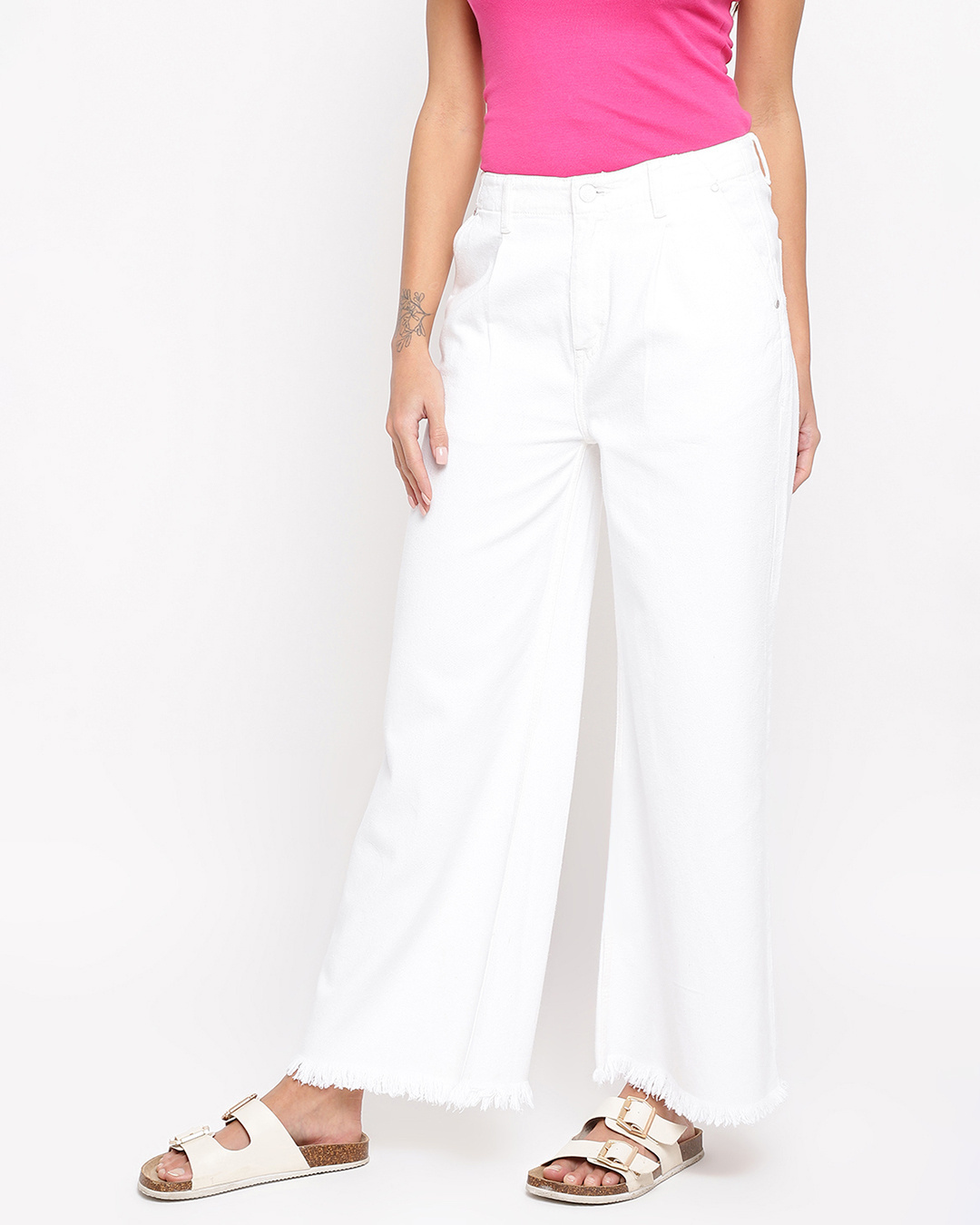 Buy Women's White Wide Leg Jeans Online at Bewakoof