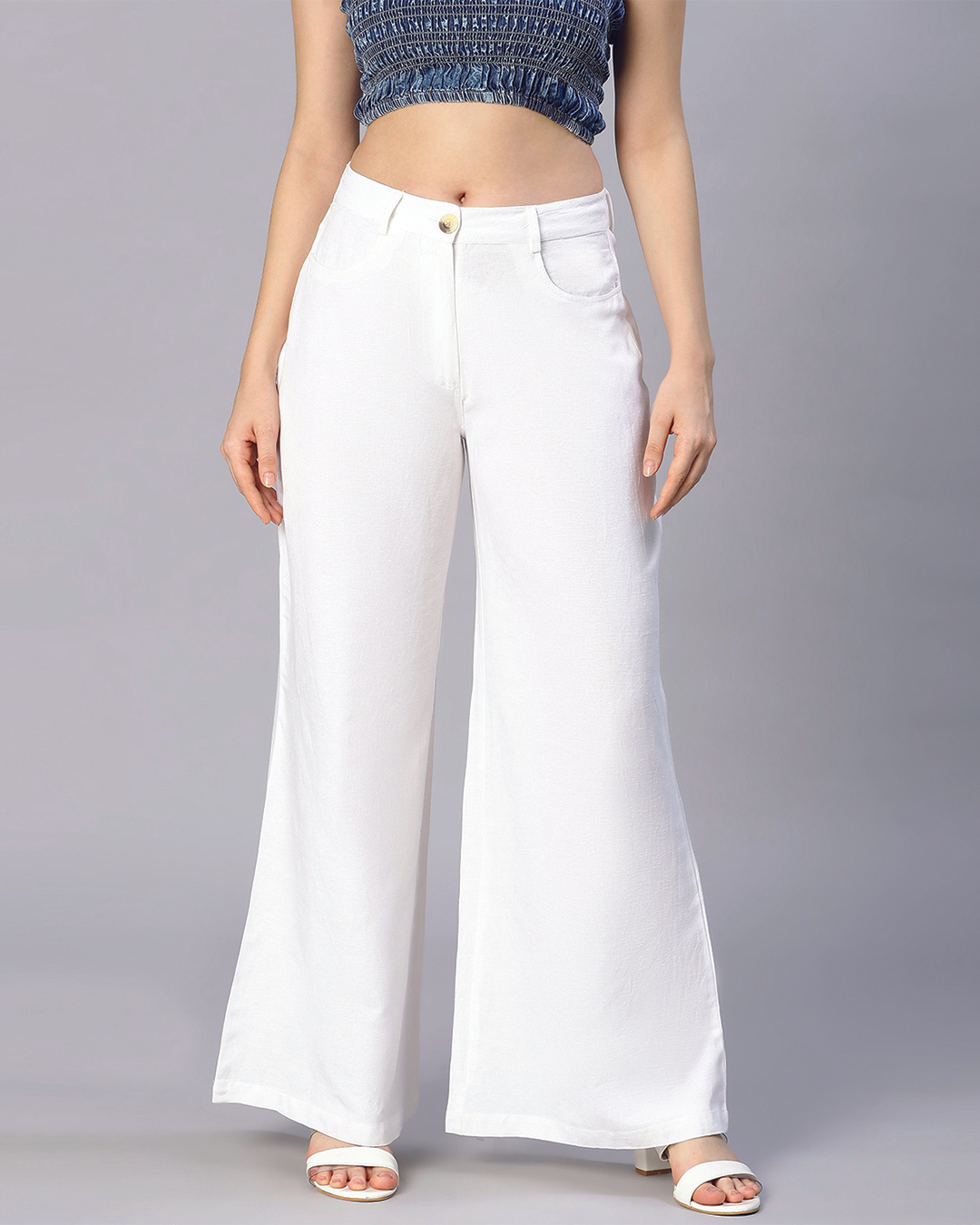 Buy Women's White Wide Leg Pants Online at Bewakoof