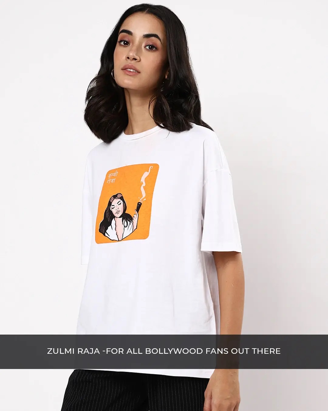 Shop Women's White Zulmi Graphic Printed Oversized T-shirt-Back