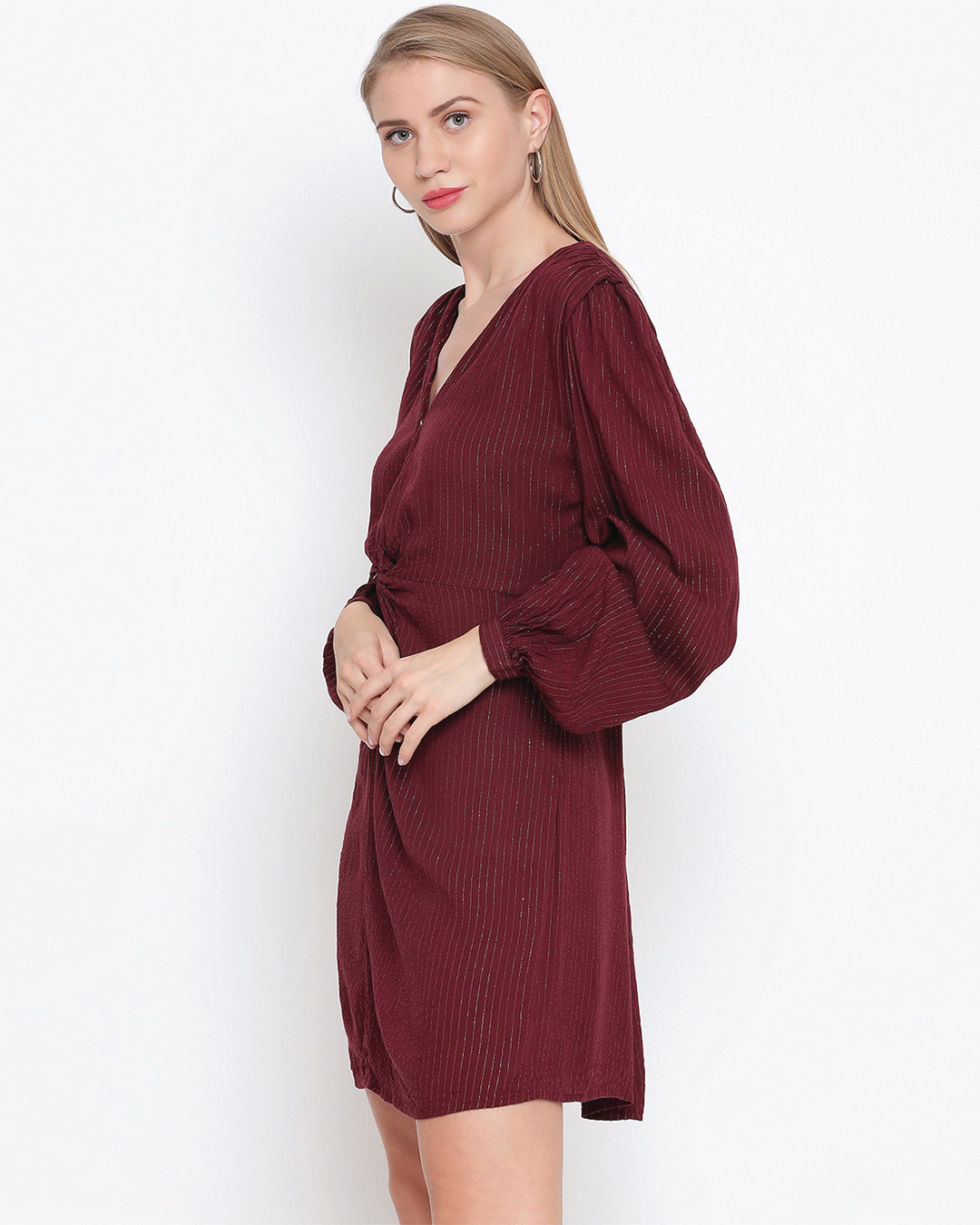 Shop Women's Wine Striped Dress-Back