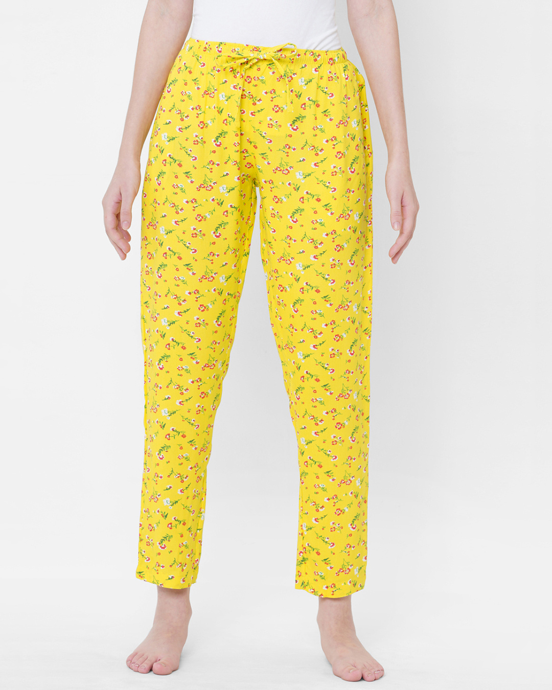 Buy Women's Yellow All Over Floral Printed Lounge Pants Online in India