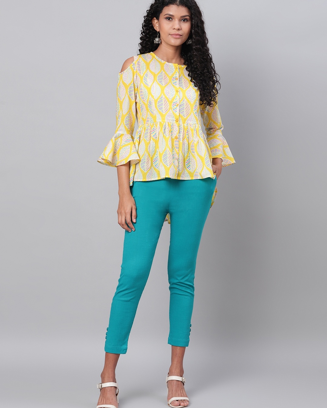 Buy Women's Yellow All Over Leaves Printed Top for Women Yellow Online ...