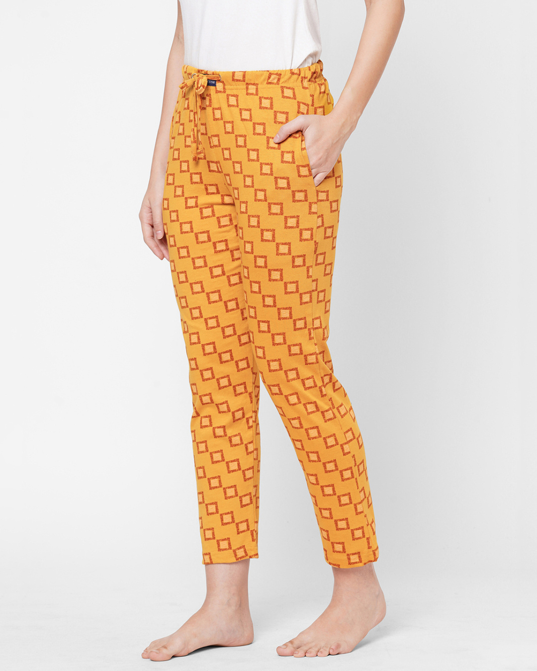Shop Women's Yellow All Over Printed Lounge Pants-Back