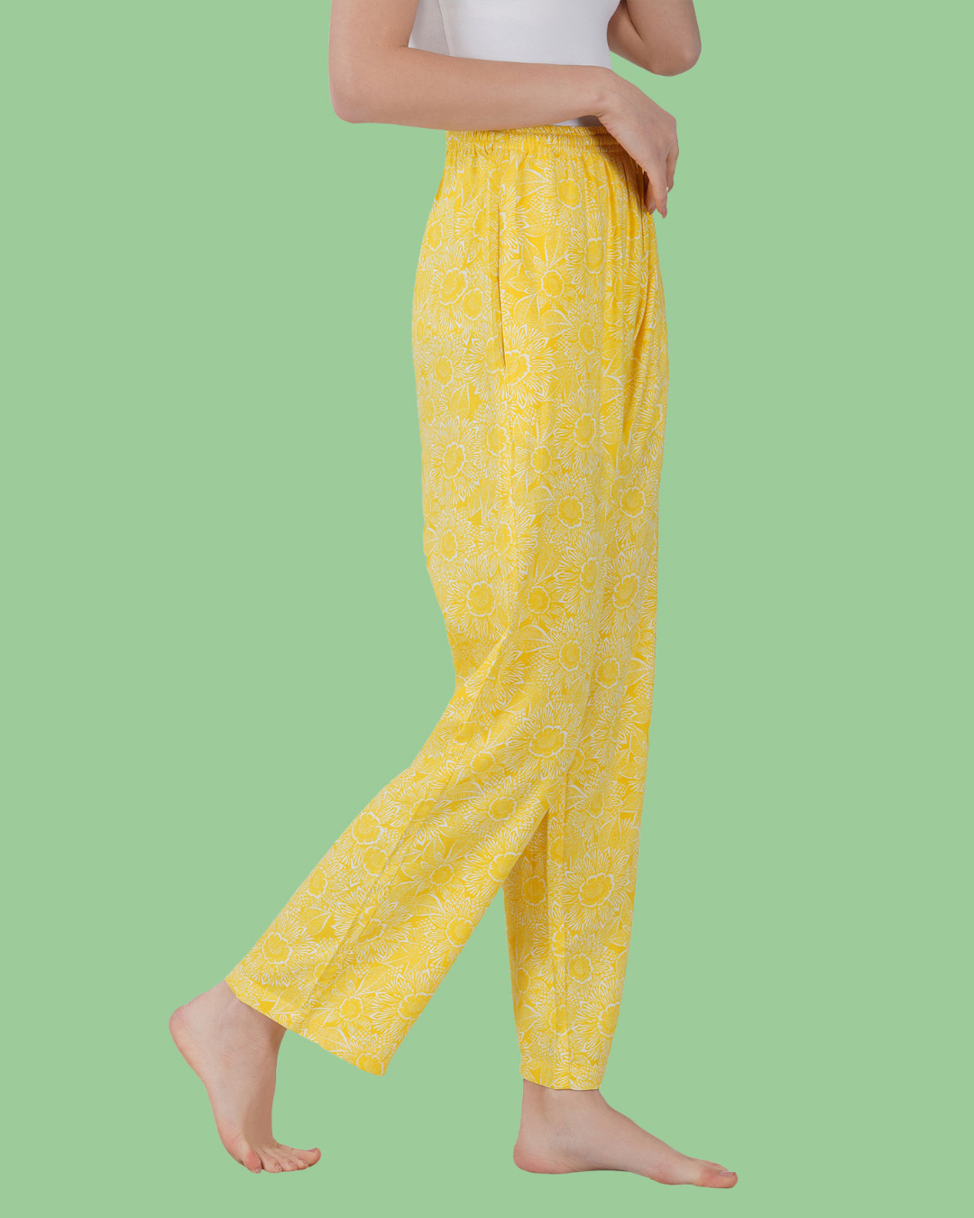 Shop Women's Yellow All Over Printed Pyjamas-Back
