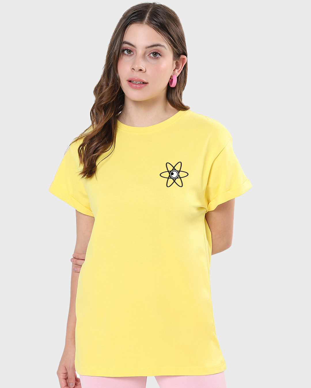 Shop Women's Yellow Anti Gravity Minion Graphic Printed Boyfriend T-shirt-Back