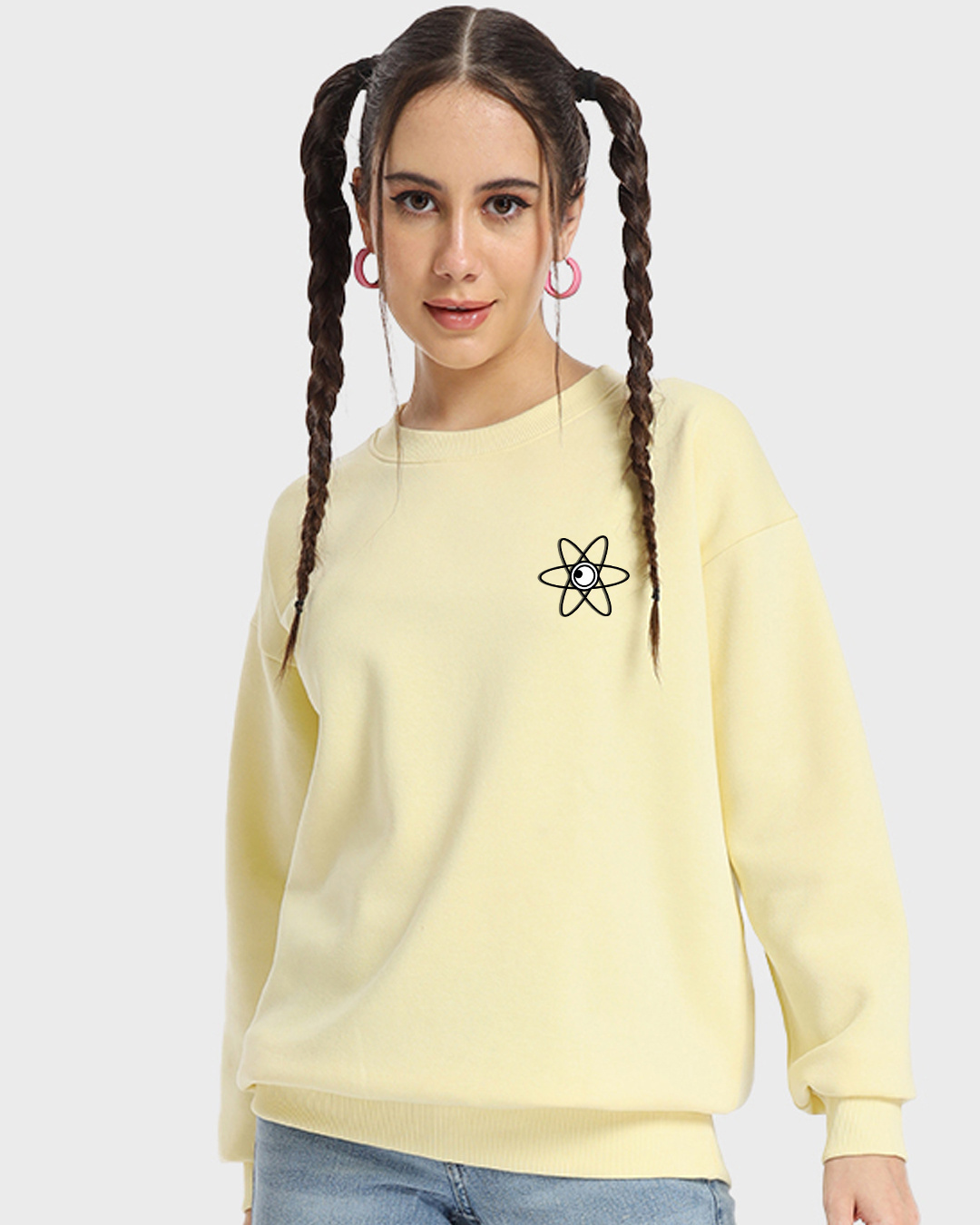 Shop Women's Yellow Anti Gravity Minion Graphic Printed Oversized Sweatshirt-Back