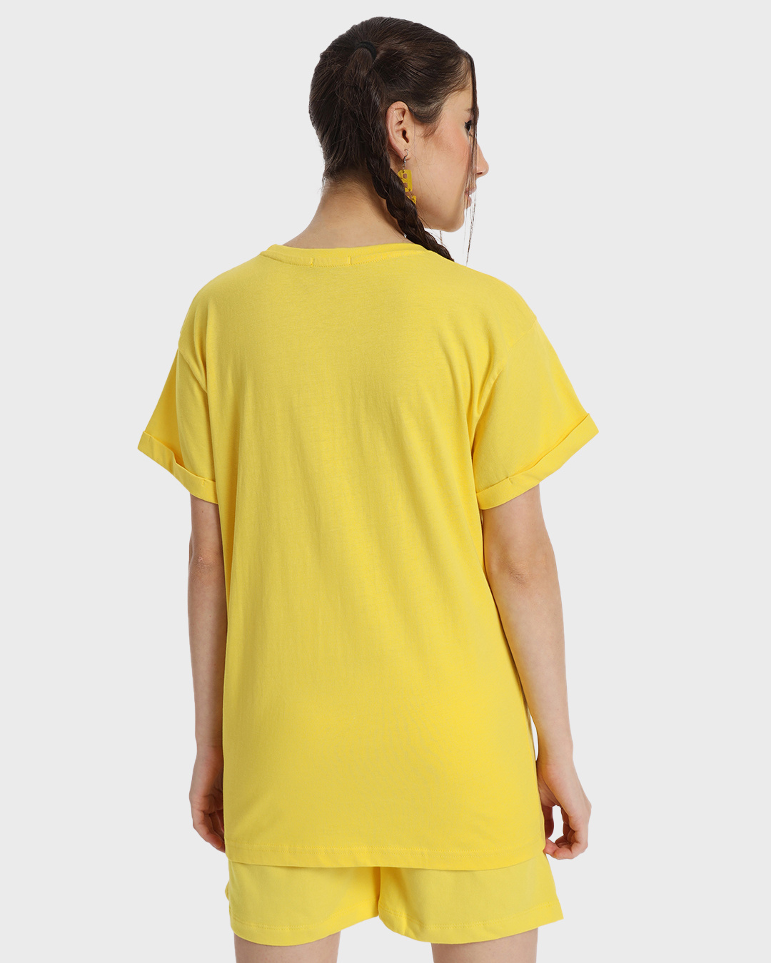 Shop Women's Yellow Bella Tokyo Graphic Printed Boyfriend T-shirt-Back