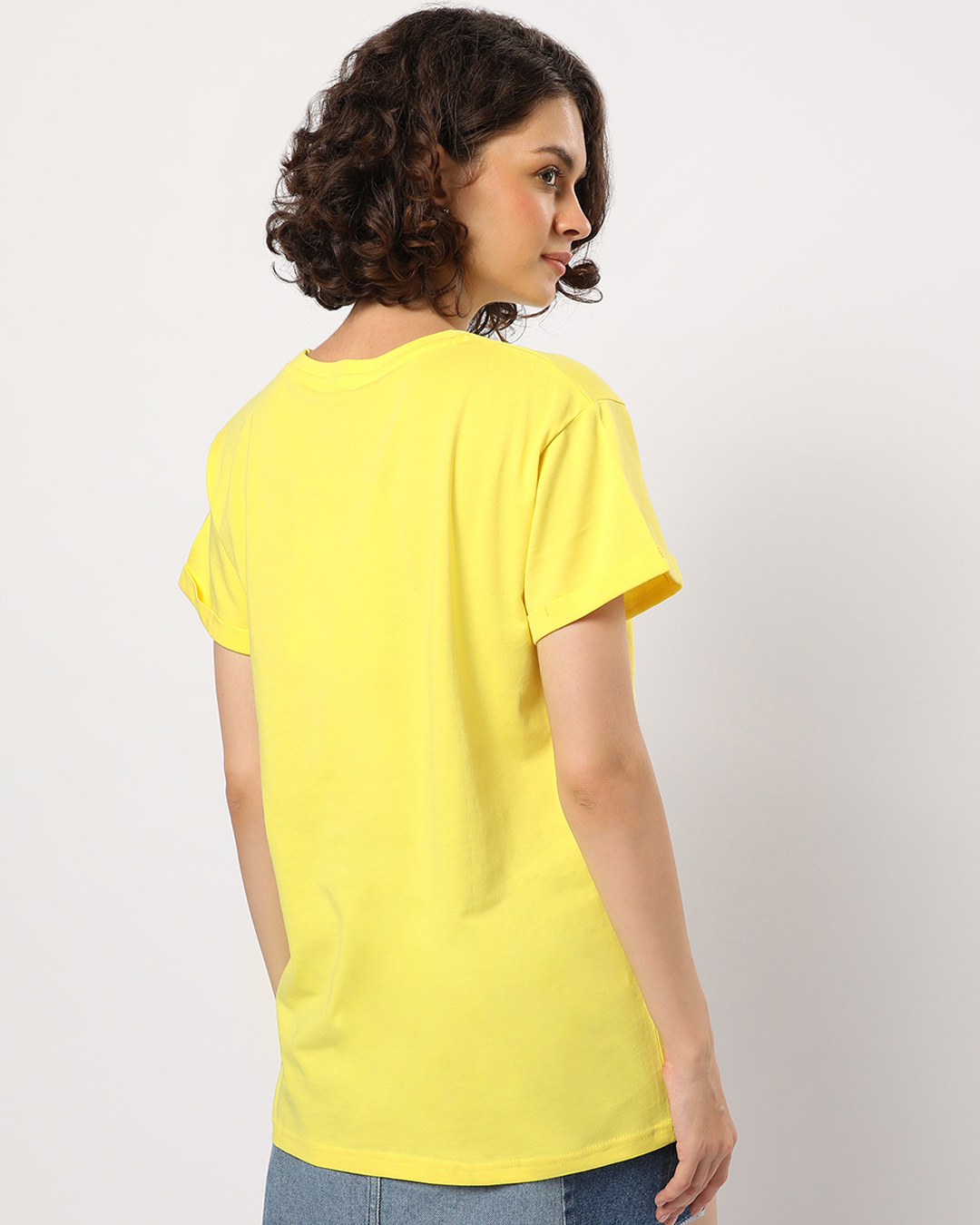 Shop Women's Yellow Beyond Classic Graphic Printed  Boyfriend T-shirt-Back