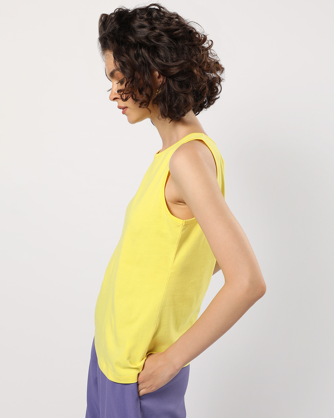 Shop Women's Yellow Birthday Week Slim Fit Tank Top-Back