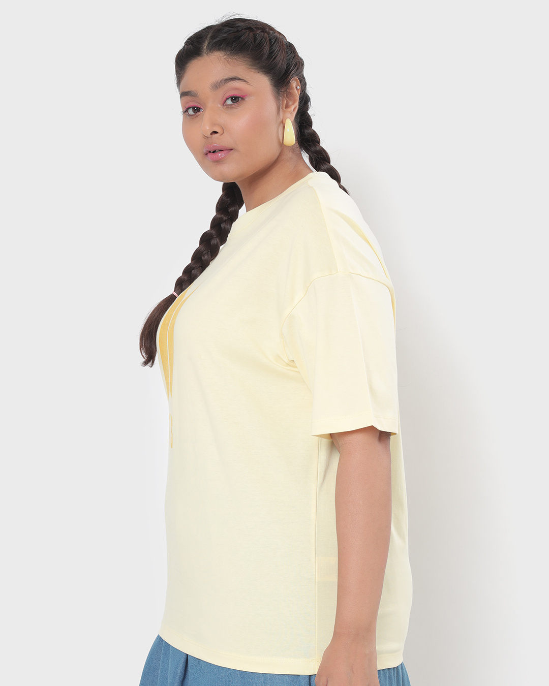 Shop Women's Yellow BTS Logo Typography Plus Size Oversized T-shirt-Back
