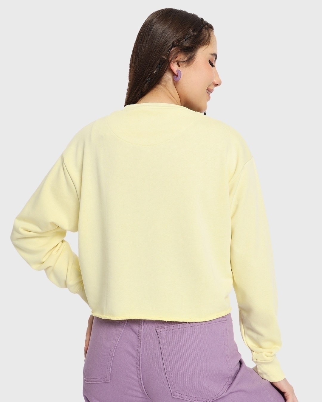 Shop Women's Yellow Busy Doing Nothing Graphic Printed Oversized Sweatshirt-Back