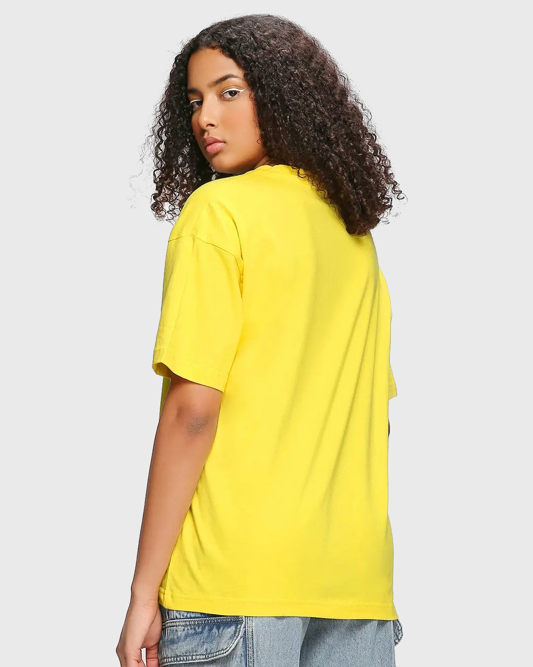 Shop Women's Yellow Certified Troublemakers Graphic Printed Oversized T-shirt-Back