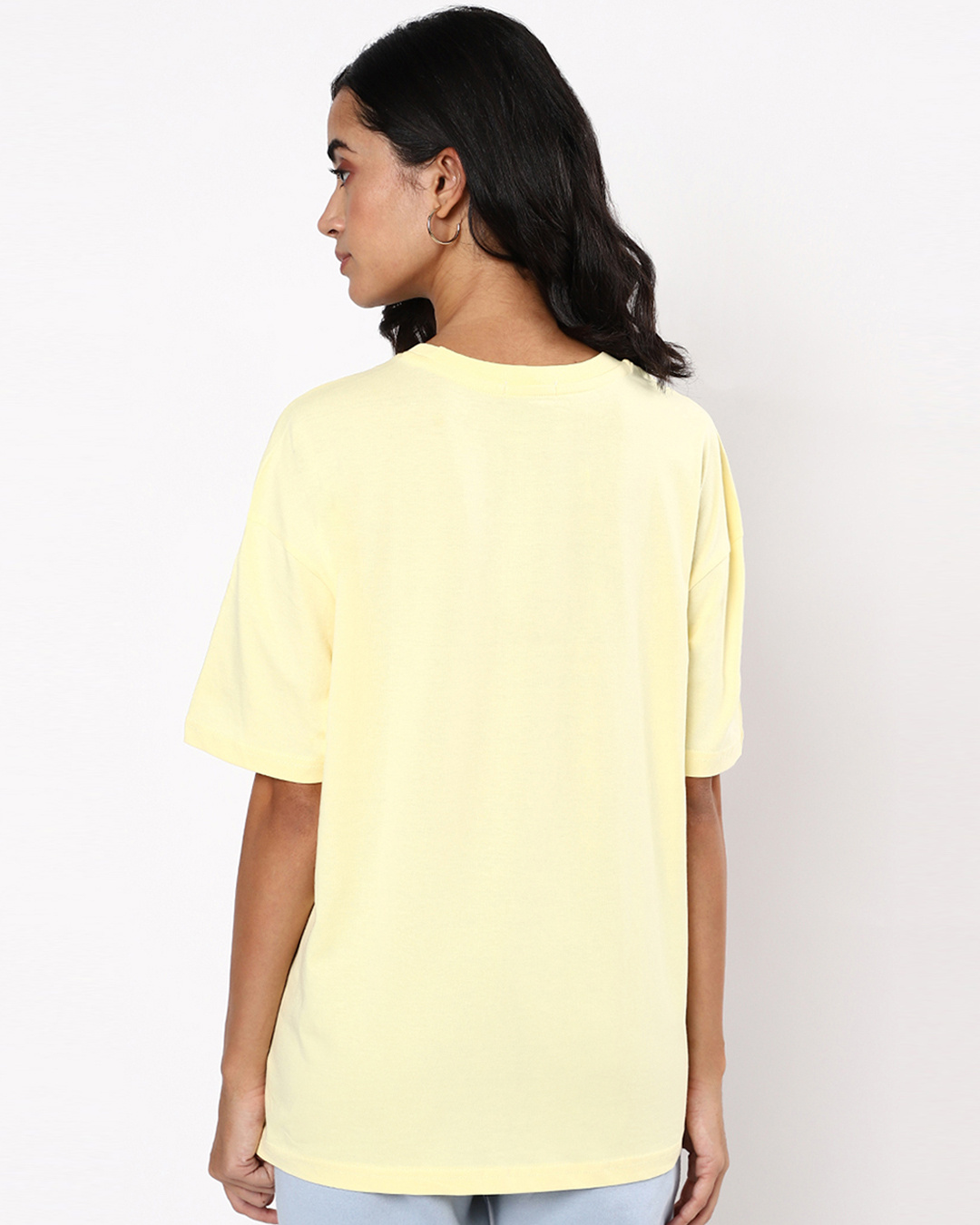 Shop Women's Yellow Easy Peasy Lemon Squeezy Graphic Printed Oversized T-shirt-Back