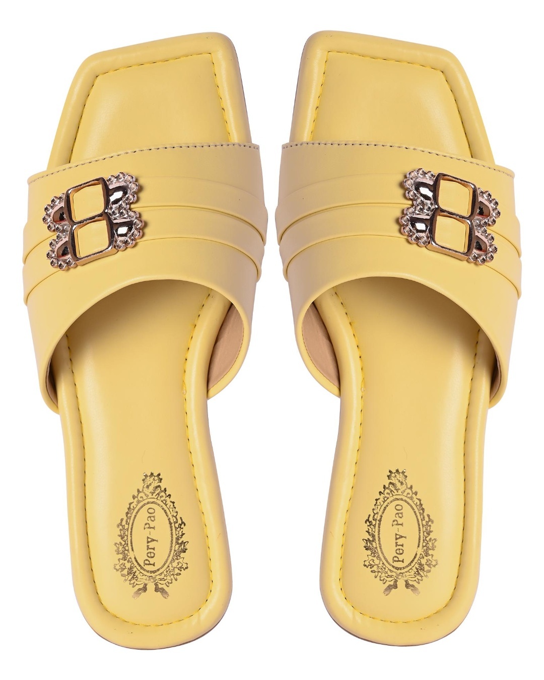 Shop Women's Yellow Embellished Flats-Back